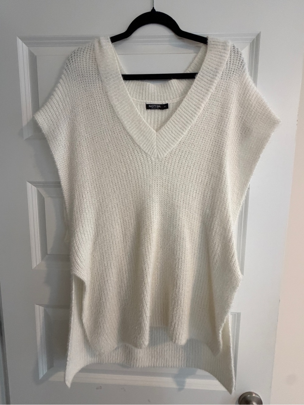 Nasty Gal Off-White V-Neck Knit Sweater Vest